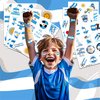 100 PCS Argentina Soccer Flag Temporary Tattoos Themed Birthday Party Decorations Supplies Decor Favors Football Blue Argentinian Tattoo Stickers Gifts For Game Boys Girls Class School Prizes Carnival