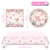 OULUN Butterfly Party Tableware,Butterfly Birthday Party Supplies Including 20 Plates 20 Napkins and Tablecloths,Butterfly Baby Birthday Party Decorations