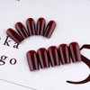 KQueenest Dark Red Press On Nails Medium Long Square Nails Press Ons Gloss, More Burgundy Long Fake Nails For Women Daily Wear, Thick Acrylic Stick on Nails False Nails Set, 24 Pcs