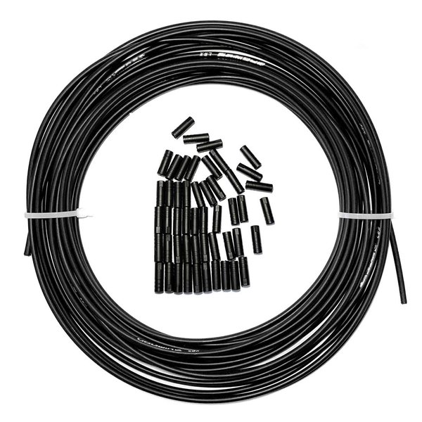 Farbetter Lined Bicycle Bike Derailleur/Shift Cable Housing, 4mm x 50ft, Including 50 PCS Cable End Caps Kit, The Most Trusted DIY Set for SRAM/Shimano Mountain Bike Road Bike (Black)