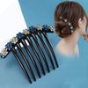 Yusier 2 PCS Cute Small Flower Black Hair Comb Plum Blossom Hairstyle Ornaments for Women and Girls Side Comb Hair Bun Decoration(E)