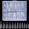 LoveOurHome 240pc Long Stiletto Nail Tips XL Clear Acrylic False Nails Pointy Stiletto Artificial Fake Nail Art Tips Full Cover 12 Size Manicure DIY Fingernails Design Nail Decor for Women Girls