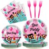 Kepeel 96 Pcs Spa Party Plates and Napkins Set, Spa Day Makeup Party Supplies Decorations for Girls Kids Princess Sweet Pink Make up Theme Birthday Party Tableware Kit, Serves 24