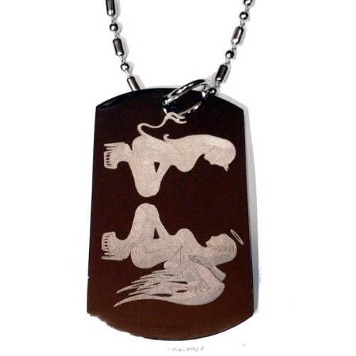 Sexy Devil Angel Stripper Babe Squating Logo Symbols - Military Dog Tag Luggage Tag Key Chain Keychain Metal Chain Necklace