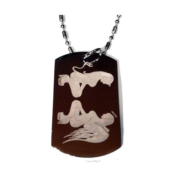 Sexy Devil Angel Stripper Babe Squating Logo Symbols - Military Dog Tag Luggage Tag Key Chain Keychain Metal Chain Necklace