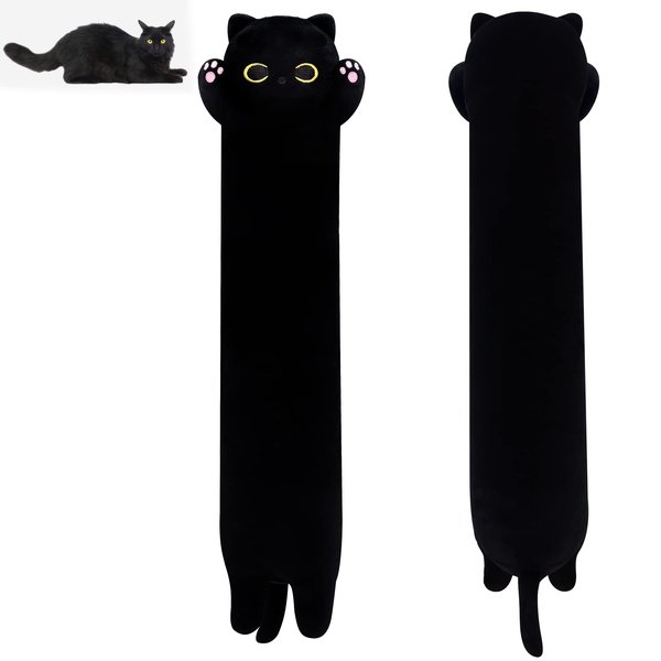 MUFEIRUO Long Cat Plush Pillow,50CM Long Cat Stuffed Animals Soft Long Cat Plushie, Black Cat Plush Stuffed Cat for Kids,Gift for Halloween Birthday Christmas