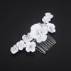 Teyglen Flower Bride Wedding Hair Comb White Flower Headpiece Bridal Hair Piece Floral Flower Hair Comb Decorative Hair Accessories Jewelry for Women (Silver)