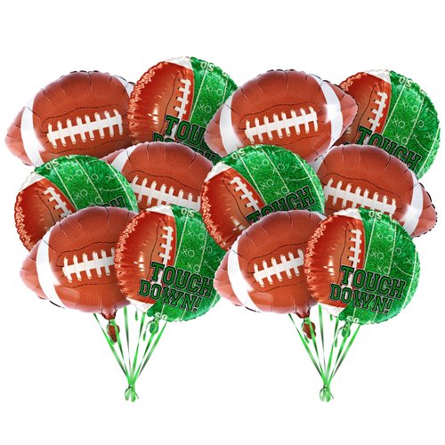 12-Piece Football Party Supplies Kit - 6 Field & 6 Foil Football Balloons for Birthday Celebrations, Game Day Tailgates & Sports-Themed Decor