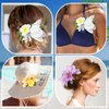HAIMEIKANG Hair Clip, 3 Pieces Hawaiian Flower Hair Pins - Artificial Tropical Flower Hair Accessories for Women in White, Yellow, Purple (3 Count, 1 Package)