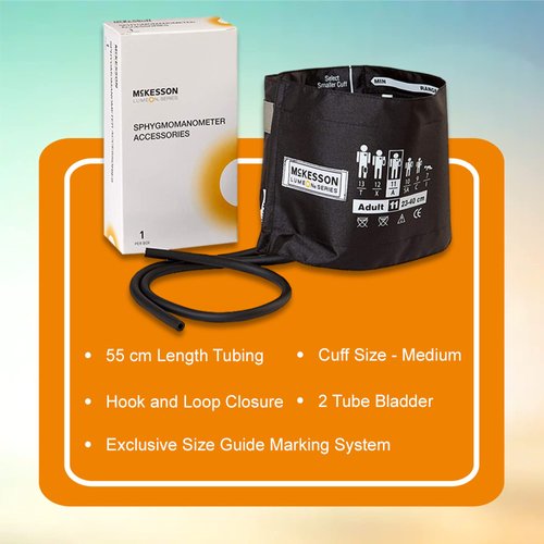 McKesson LUMEON Nylon Blood Pressure Cuff and Bladder, Black, Adult Medium, 23 cm to 40 cm, 1 Count