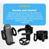 Mobility Combo Pack, Hook, Phone and Cup Holder for Walker, Portable Beverage Holder for Wheelchair and Strollers, Easy Install Wheelchair Phone Holder with Stretch Strap That Fits up to 2” Diameter