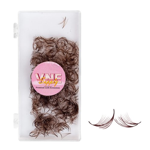 VNE 500 Fans Colorful Lash Extensions | Premade Volume Lash Extensions | Premade Mega Volume Fans | Colored Lash Extension | Russian Volume Eyelash Extensions |6D, Brown, C Curl, 12mm