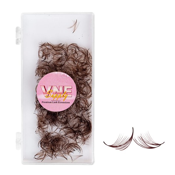 VNE 500 Fans Colorful Lash Extensions | Premade Volume Lash Extensions | Premade Mega Volume Fans | Colored Lash Extension | Russian Volume Eyelash Extensions |6D, Brown, C Curl, 12mm