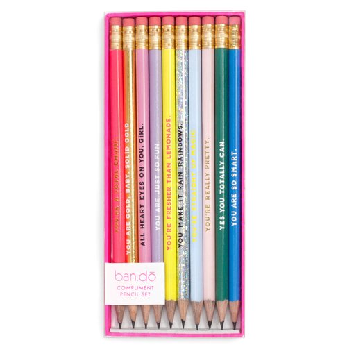 ban.do Write On Colorful Pencil Set of 10, Pre-Sharpened #2 Graphite Pencils for School/Office, Compliments