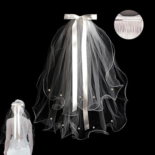 Bride To Be Hair Bow Veil for Bride Wedding Hair Accessories Hair Comb for Bride To Be Wedding Hair Pieces for Brides Bridesmaid Bachelorette Party Accessory Wedding Pearl Hair Clip Hair Side Comb