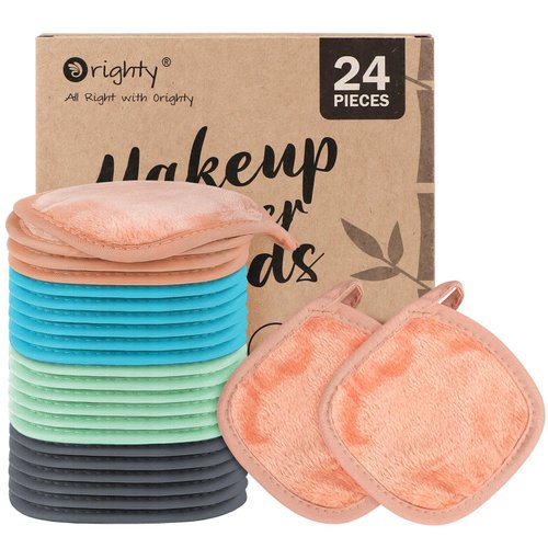 Orighty Reusable Makeup Remover Pads 24 Pack, Microfiber Makeup Remover Cloths Cotton Rounds, Eco-Friendly Face Pads for All Skin Types, Makeup Wipes for Facial Cleansing, Ideal for Women 5 x 5’’