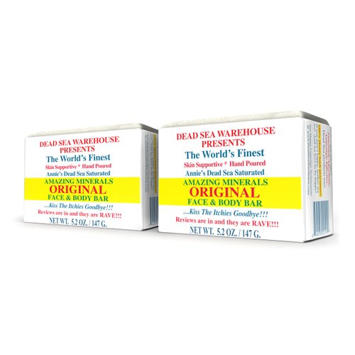 Dead Sea Warehouse – Amazing Minerals Original Face & Body Bar – 5.2 OZ – Dead Sea Salt Soap – All Natural – Soothes & Supports Healthy Skin – 2-Pack
