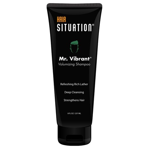 Mr. Vibrant Volumizing Shampoo for Thinning and Receding Hair Line, Fighting Hair Loss with Vitamins and DHT Blocker Treatment to Thicken and Strengthen Hair Strands for Fuller-Looking Hair 8 Fl Oz