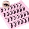 Yawamica Manga Lashes Wispy False Eyelashes Anime Lashes 14 Pairs Pack 8D Thick Eyelashes Spiky Strip Lashes Natural Look 15mm Fake Eyelashes Doll Lashes Look like Eyelash Extension