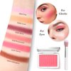 LYBHDAFA Powder Blush for Cheeks with Brush, Matte Pink Blush Palette Korean Blush Powder Face Blusher, Natural Blendable Formula Silky Lightweight Makeup Blush Palette for Cheeks, 001# Pink