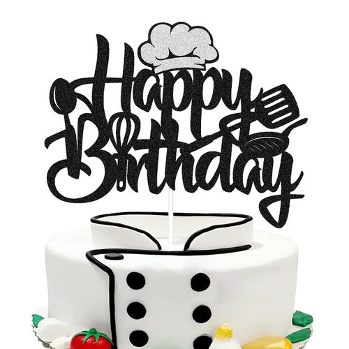 Levvcirki Chef Cake Topper Cooker Birthday Cake Decoration Boys Girls Men Women Bday Party Celebration Decor Supplies