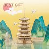 Rolife Wood Model Kits for Adults to Build 3D Puzzles DIY Five-storied Pagoda Birthday Unique Gifts for Friends or Family