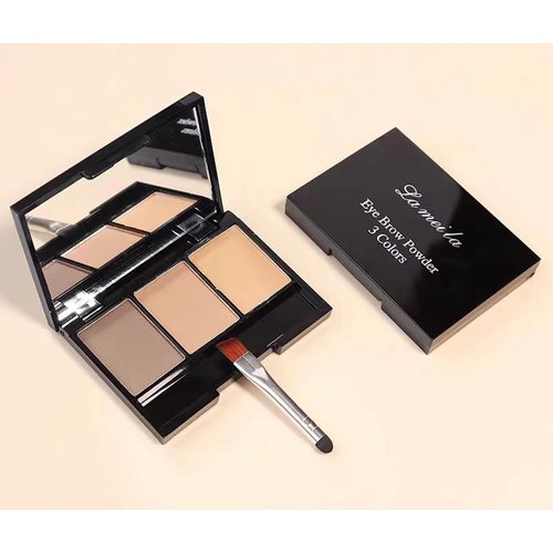 Eyebrow powder, 3-color eyebrow palette makeup to enhance eyebrows, eyebrow color powder with 10 eyebrow templates equipped with mirror for neutral eye makeup(001#)