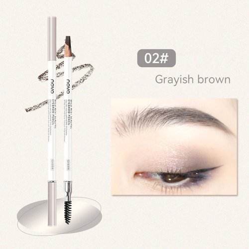 Novo Dual-Ended Waterproof Eyebrow Pencil - Angled Tip for Hair-like Strokes & Precise Shaping, Built-in Spiral Brush, Smudge-Proof, Long-Lasting Brow Pen for Defined, Natural Brows