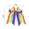 2 Pack Jumbo Rainbow Cheer Hair Bows - 8 Inch Ponytail Holders with Elastic Bands, Cheerleading Hair Accessories for Gay Pride Day
