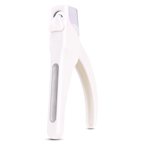 AIRSEE Nail Clippers for Acrylic Nails with Sizer and Catcher Adjustable Nail Tip Cutter with Length Measurement Gauge Artificial Fake Acrylic Extension Trimmer Nail Art Salon Home Manicure Tool White