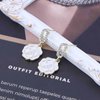 Sttiafay Vintage Crystal Flower Drop Earrings White Flower Earrings Pearl Camellia Earrings White Camellia Stud Earrings Jewelry for Women