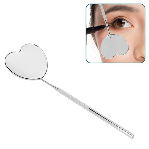 Lash Mirror Eyelash Extension Mirror Eyelash Makeup Mirror Heart Shaped Lash Mirror Professional Portable Stainless Steel Makeup Eyelash Mirror for Lash Extension (Silver)