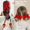 3 PCS Velvet Bows Hair Clip Ribbon Red Accessories Ponytail Holder Hair Bow for Women Girls Toddlers Teens Kids