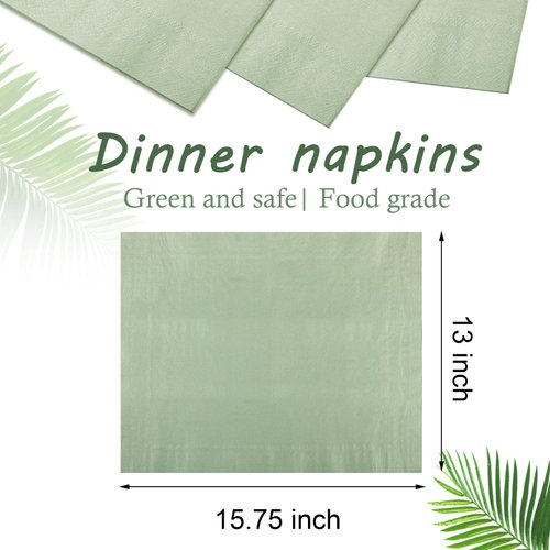 Eaasty 100 Pcs Cocktail Napkins 2-Ply Disposable Soft Napkins Paper Hand Towels for Dinner Wedding Birthday Party Bridal Anniversary Reception Event 13 x 15.75 Inch (Green)