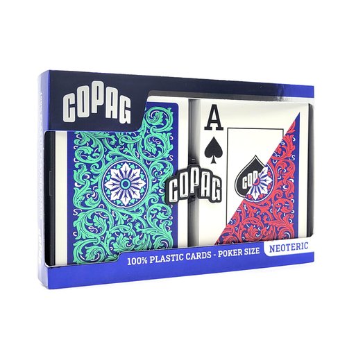 Copag 1546 Neoteric Design 100% Plastic Playing Cards, Poker Size (Standard) Green/Red (Jumbo Index, 1 Set)