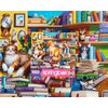 Springbok's Bookshop Cats 1000 Piece Puzzle for Adults Featuring Furry Felines Perched on The Bookshelf. Cat Lovers Will Enjoy This Masterpiece.