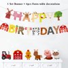 7 Pcs Farm Themed Party Supplies,Indoor and Outdoor Farm Animals 3D Table Decoration,Include Farm Animals Centerpieces and Farm Happy Birthday Banner