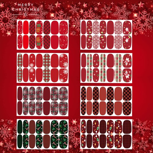 TailaiMei 14 Sheets Christmas Nail Wraps Stickers Nail Polish Strips Self-Adhesive Full Wraps with 2 pcs Nail Files for DIY Nail Art Decals (Gift Style)