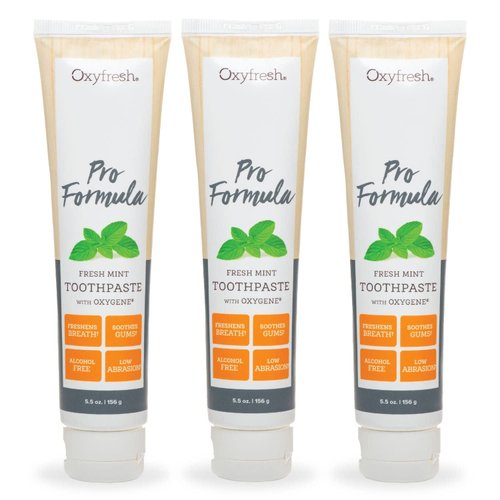Oxyfresh Pro Formula Fresh Mint Toothpaste – Gentle Low Abrasion - Cosmetic Fluoride Free Formula - Great for Sensitive Teeth and Gums with Natural Essential Oils. 5.5 oz. (3 Pack)