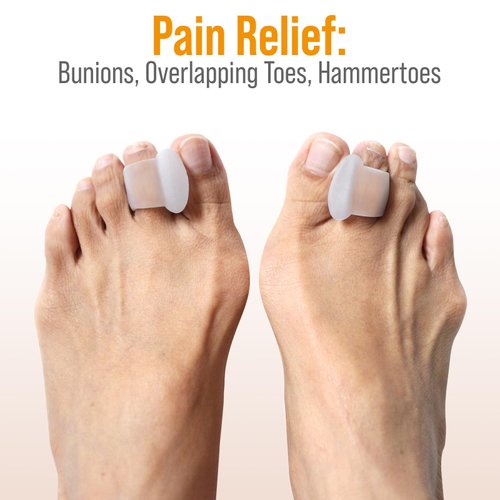 5 STARS UNITED Toe Spacers for Men and Women – 4 Gel Toe Separators for Curled and Overlapping Toes, Bunions, Hammer Toe Straightener, Big and Second Toe Spreader