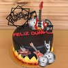 Guitar Cake Toppers Music Theme Birthday Cake Toppers Electric Guitar Model Rock And RollCake Decorations For Rockstar Theme Party Guitar Party Bass Party Supplies (Red)