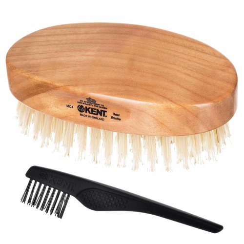Kent MC4 Finest Men's Hair Brush And Facial Brush For Beard Care - Exfoliating Natural Boar Bristle Brush For Mens Grooming, Scalp Brush, Royalty Brush, And Beard Straightener For Men's Skin Care