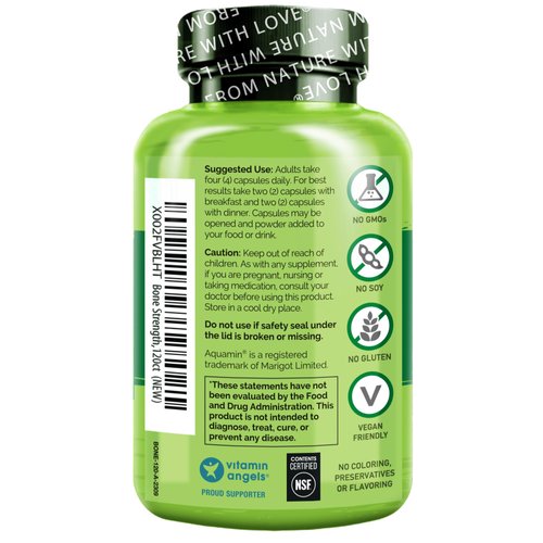 NATURELO Calcium Supplement - with Vitamin C, Vitamin D3, K2, and Calcium Magnesium Zinc for Bone Strength with Calcium 600mg - Plant-Based, 120 Vegetarian Capsules, Non-GMO, Soy & Gluten-Free