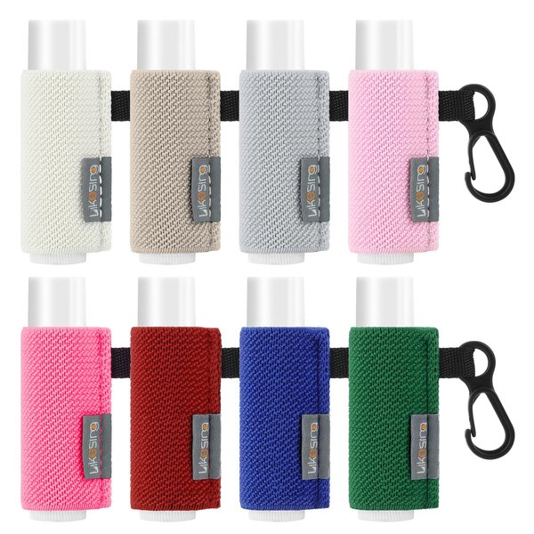 Likesing Lip Balm Holder Keychain, 8 Pack Chapstick Keychain with Clip On for Backpacks, Elastic Lipstick Sleeve Holder Keychain Gifts for Friends Women Girls Boys Man