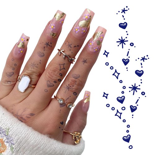 YLOKO Finger Tattoos Temporary Stickers, 3 Sheets Removable Temporary Tattoos, Waterproof Fake Ta...