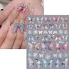 5D Embossed Butterfly Nail Stickers for Women Aurora Butterfly Nail Art Stickers for Nail Designs Acrylic Engraved Rose Butterfly Stickers for Nails Design Butterfly Nail Decals for Nail Art Supplies