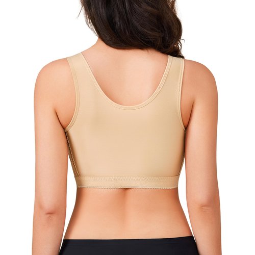 BRABIC Women's Front Closure Bra Post-Surgery Posture Corrector Shaper Tops with Breast Support Band (Beige, M)