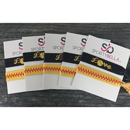 Infinity Collection Softball Hair Accessories, Set of 5 Girls Softball Hair Ties, Softball Team Gifts or Softball Party Favors