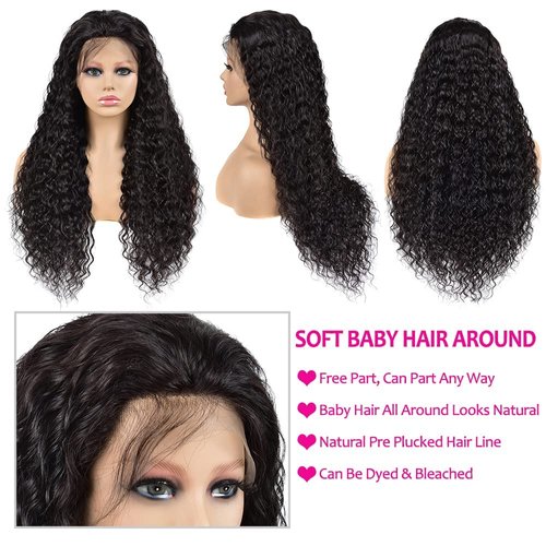 Lace Frontal Wigs Human Hair Pre Plucked HD Water Wave Lace Front Wigs Human Hair 13x4 Wet and Wavy Human Hair Wigs for Black Women Brazilian Curly Lace Front Wig Human Hair 20 Inch