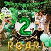 Dinosaur 2nd Birthday Decorations, Banner, Roar Balloons,Two Birthday Decorations for Boys Kids 2nd Dinosaur Party Supplies